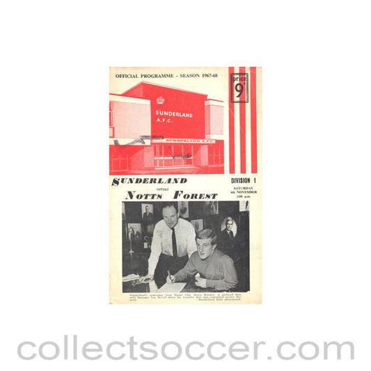 1967 - Sunderland v Nottingham Forest official programme 04/11/1967 Football League
