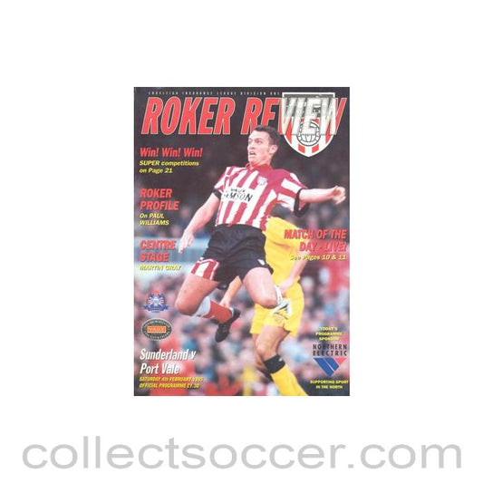 1995 - Sunderland v Port Vale official programme 04/02/1995 Football League