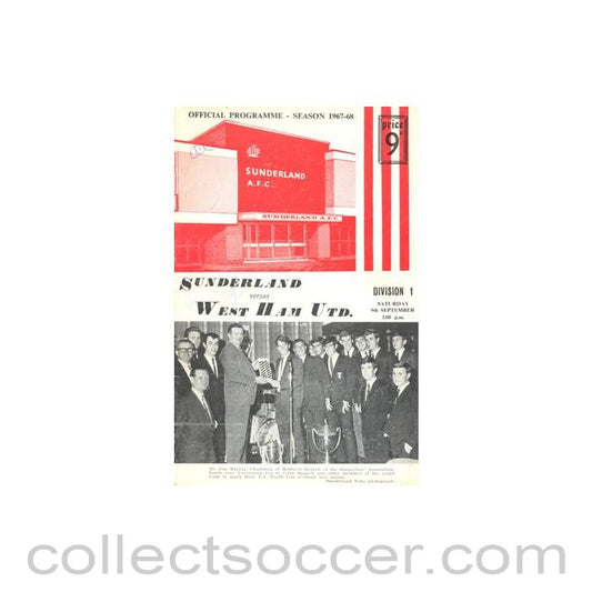 1967 - Sunderland v West ham United official programme 09/09/1967 Football League