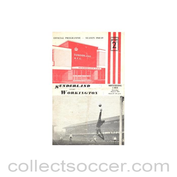 1968 - Sunderland v Workington official programme 10/08/1968 North Regional League