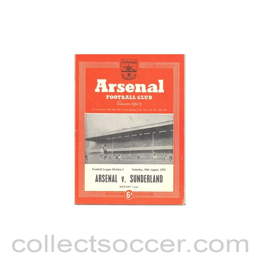 1952 - Arsenal v Sunderland official programme 30/08/1952
