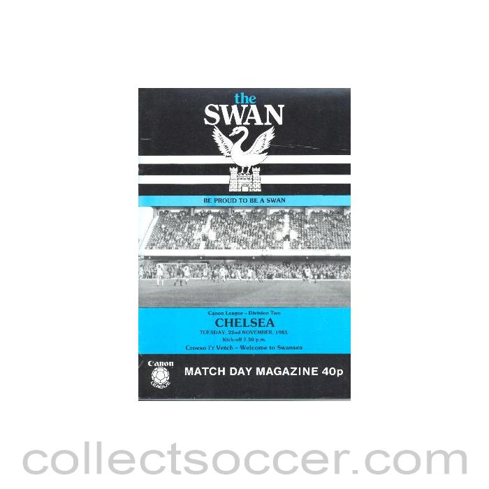 1983 - Swansea City vChelsea official programme 22/11/1983