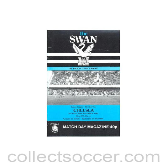 1983 - Swansea City vChelsea official programme 22/11/1983
