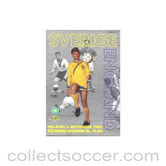 1989 Sweden v England official programme 06/09/1989