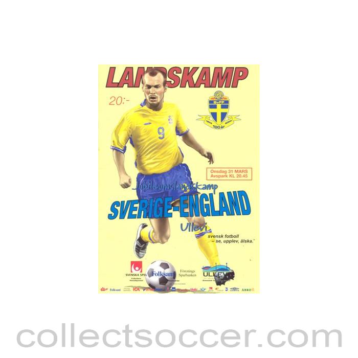 2004 Sweden v England official programme 31/03/2004