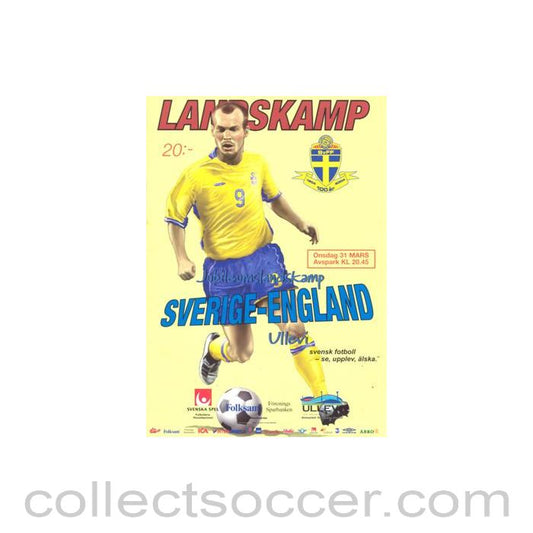2004 Sweden v England official programme 31/03/2004