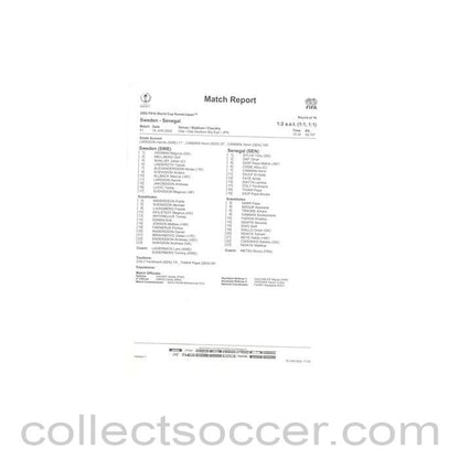 2002 World Cup - Sweden v Senegal 16/06/2002 Match Report & Game Statistics