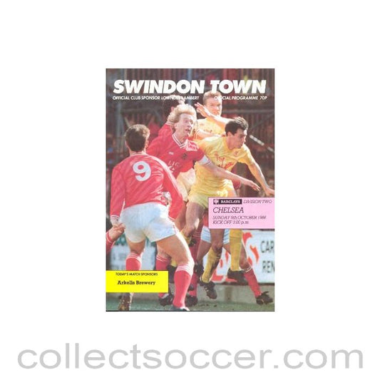 1988 - Swindon Town vChelsea official programme 09/10/1988