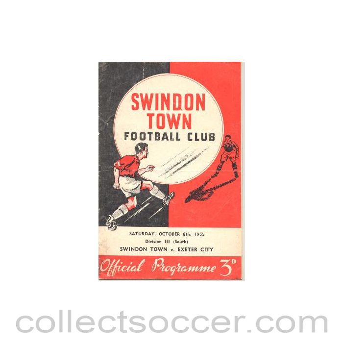 1955 - Swindon Town v Exeter official programme 08/10/1955