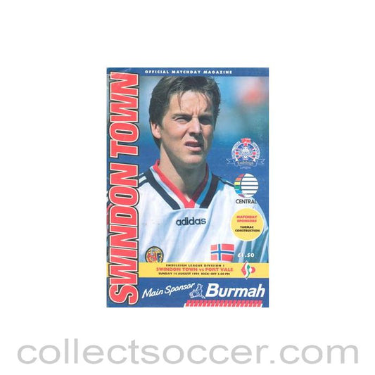 1994 - Swindon Town v Port Vale official programme 14/08/1994 Endsleigh League