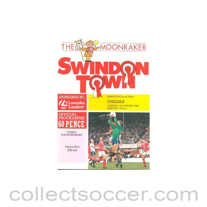 1988 - Swindon Town vChelsea official programme 19/01/1988