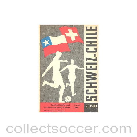 1960 Switzerland v Chile official programme 06/04/1960