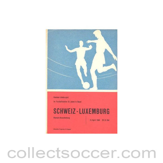 1960 - Switzerland v Luxembourg official programme 13/04/1960 Amateur International Match