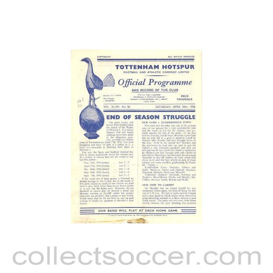 1956 - Tottenham Hotspur v Sheffield United official programme 28/04/1956