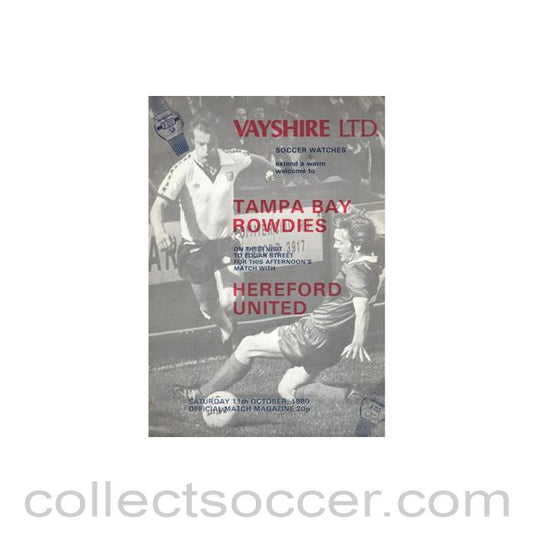1980 - Hereford United v Tampa Bay official programme 11/10/1980