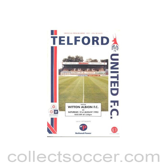 1993 - Telford United v Witton Albion official programme 21/08/1993 GM Vauxhall Conference