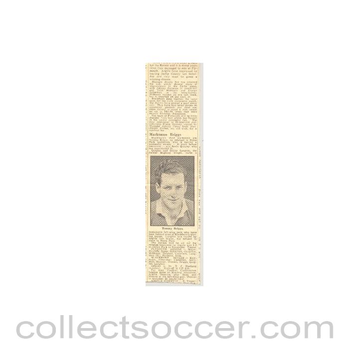 Newspaper Cutting - a short article about Tommy Briggs, titled Marksman Briggs