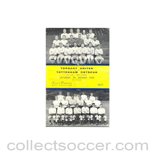 1965 - Torquay United v Tottenham Hotspur official programme 09/01/1965