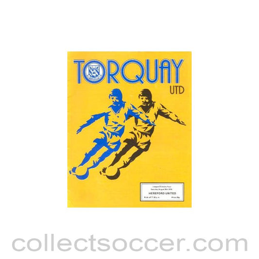 1978 - Torquay United v Hereford United official programme 26/08/1978