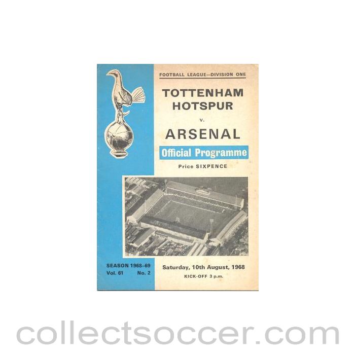 1968 - Tottenham Hotspur v Arsenal official programme 10/08/1968