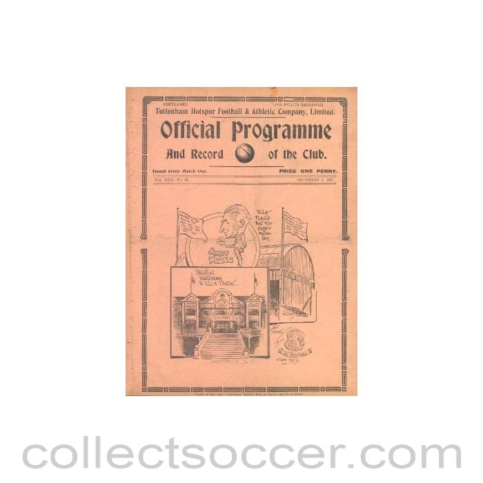 1937 - Tottenham Hotspur v Aston Villa official programme 04/12/1937