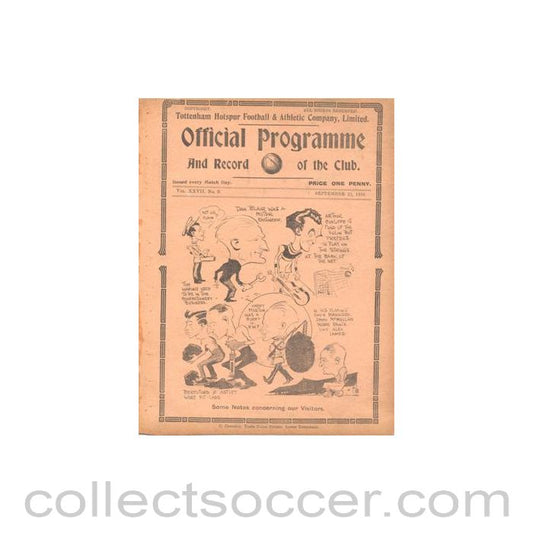 1934 - Tottenham Hotspur v Aston Villa official programme 22/09/1934 Football League