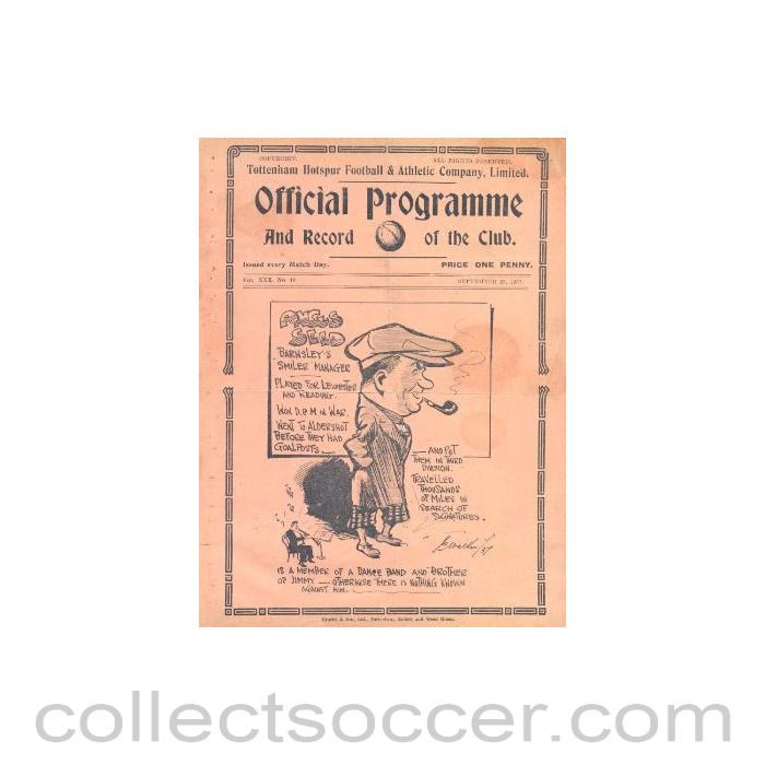 1937 - Tottenham Hotspur v Barnsley official programme 25/09/1937