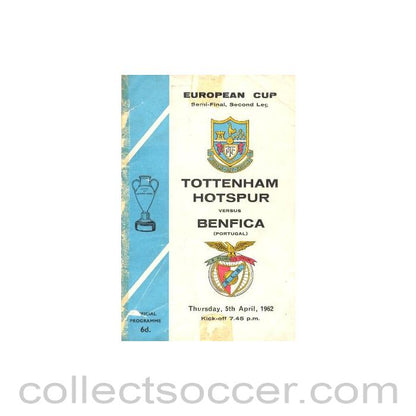 1962 - Tottenham Hotspur v Benfica official programme 05/04/1962, reduced price