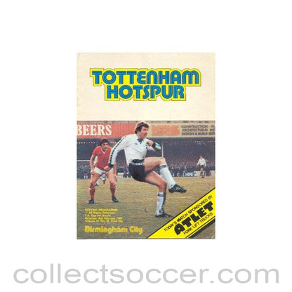 1980 - Tottenham Hotspur v Birmingham City official programme 16/02/1980 F.A. Cup