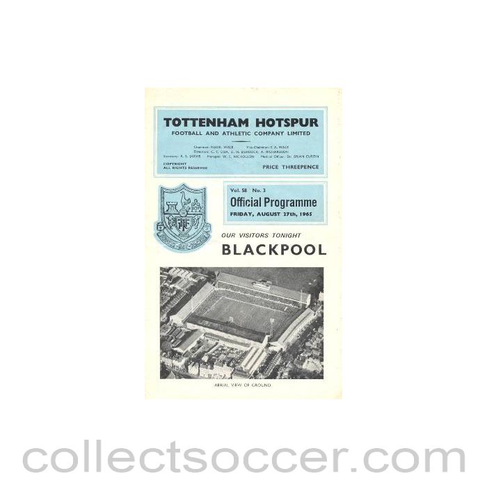 1965 - Tottenham Hotspur v Blackpool official programme 27/08/1965 Football League