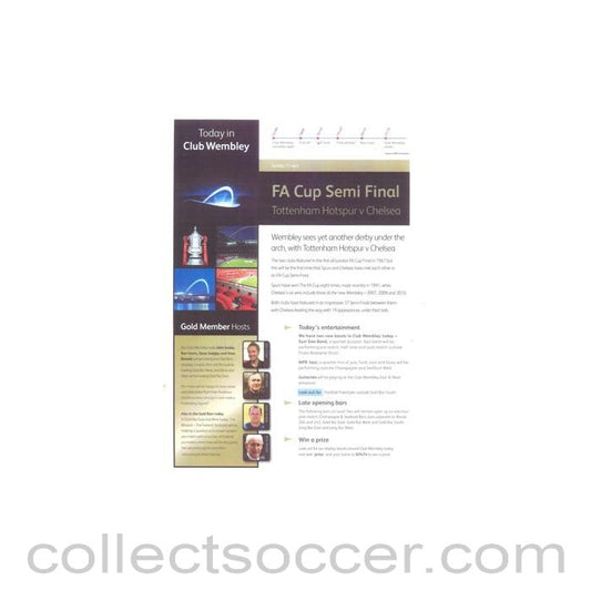2012 FA Cup Semi-Final Tottenham Hotspur v Chelsea official VIP bulletin 15/04/2012