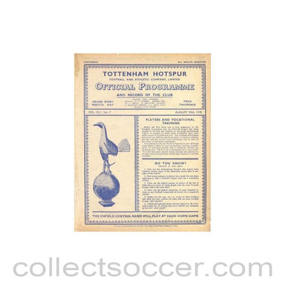 1948 - Tottenham Hotspur v Coventry City official programme 30/08/1948