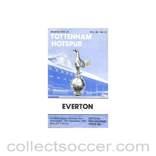 1975 - Tottenham Hotspur v Everton official programme 10/12/1975