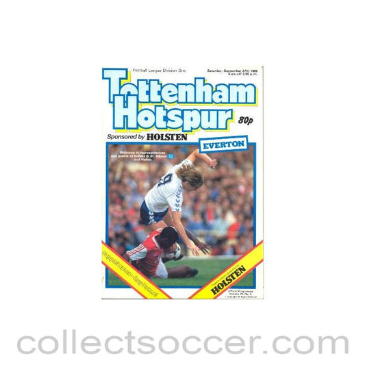 1986 - Tottenham Hotspur v Everton official programme 27/09/1986 Football League