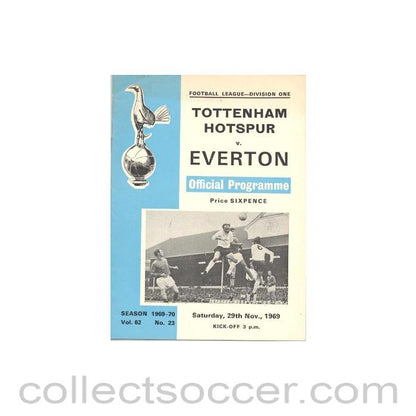 1969 - Tottenham Hotspur v Everton official programme 29/11/1969 Football League