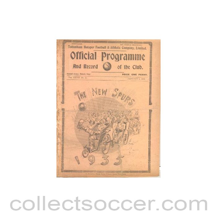 1935 - Tottenham Hotspur v Huddersfield official programme 05/01/1935