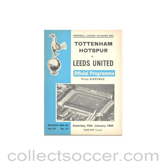 1969 - Tottenham Hotspur v Leeds United official programme 18/01/1969