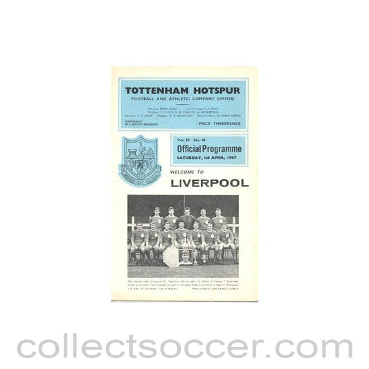 1967 - Tottenham Hotspur v Liverpool official programme 01/04/1967 Football League