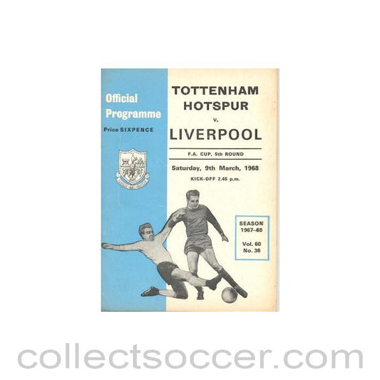 1968 - Tottenham Hotspur v Liverpool official programme 09/03/1968