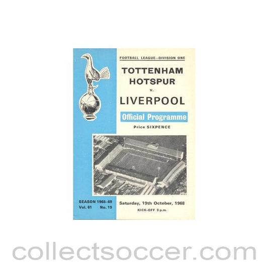 1968 - Tottenham Hotspur v Liverpool official programme 19/10/1968 Football League