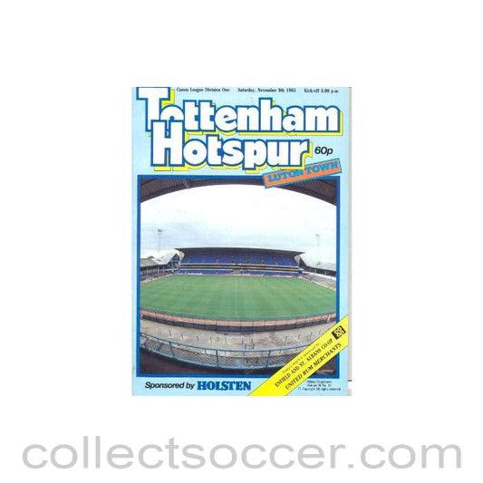 1985 - Tottenham Hotspur v Luton Town official programme 09/11/1985 Canon League