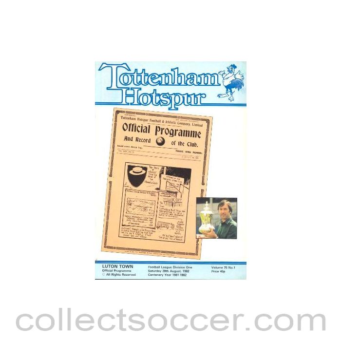 1982 - Tottenham Hotspur v Luton Town official programme 28/08/1982 Football League
