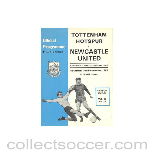 1967 - Tottenham Hotspur v Newcastle United official programme 02/12/1967 Football League