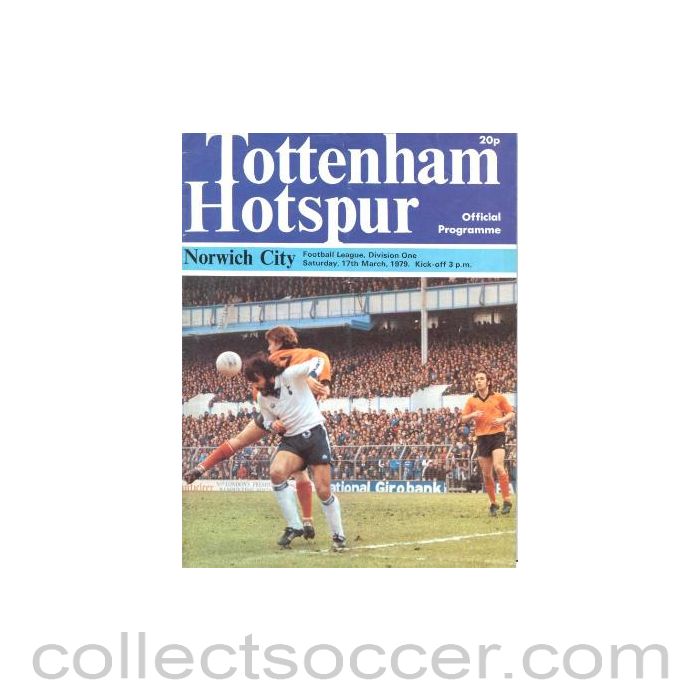 1979 - Tottenham Hotspur v Norwich City official programme 17/03/1979 Football League