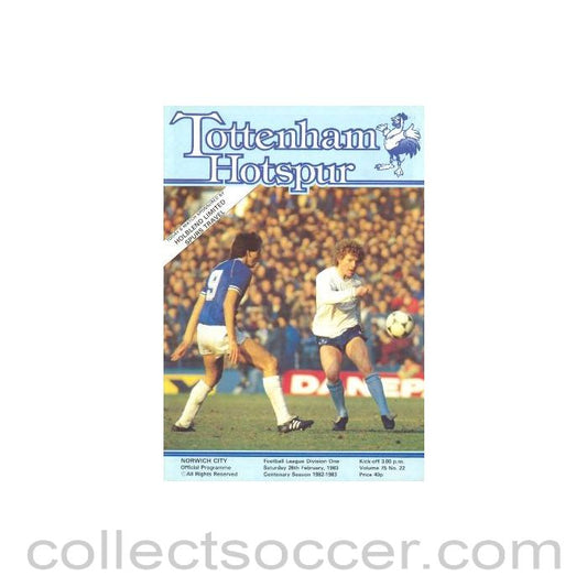 1983 - Tottenham Hotspur v Norwich City official programme 26/02/1983 Football League