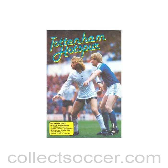1981 - Tottenham Hotspur v Nottingham Forest official programme 03/10/1981 Football League