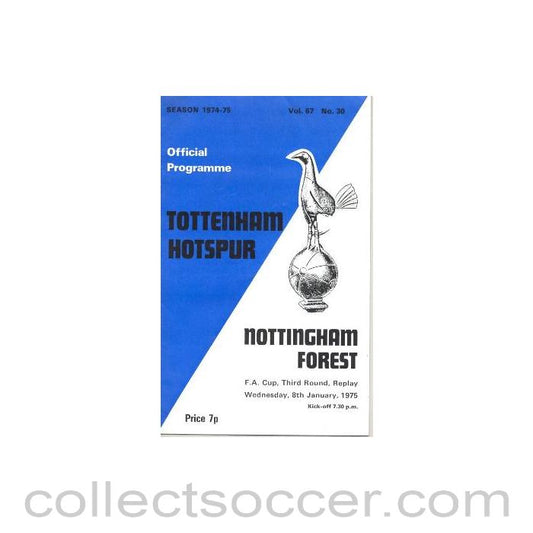 1975 - Tottenham Hotspur v Nottingham Forest official programme 08/01/1975