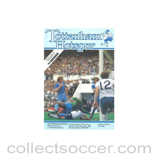 1982 - Tottenham Hotspur v Nottingham Forest official programme 25/09/1982 Football League