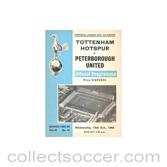 1968 - Tottenham Hotspur v Peterborough United official programme 16/10/1968 Football League