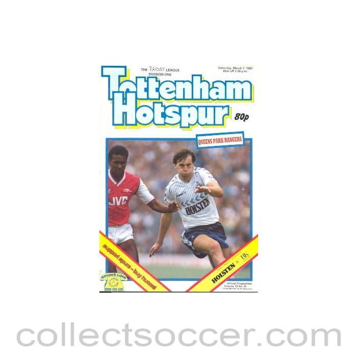 1987 - Tottenham Hotspur v Queen's Park Rangers official programme 07/03/1987 Football League